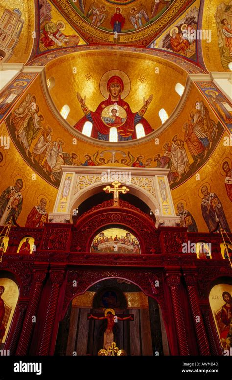 Paintings On Golden Ceiling Of Church Beirut Lebanon Stock Photo Alamy