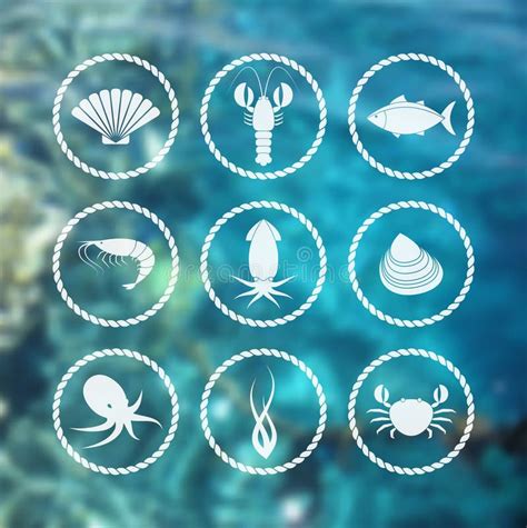 Seafood Icons Set Vector Flat Style Sea Food Collection Isolated On