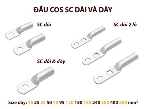 Đầu cos SC dài loại dày 16 25 35 50 70 95 120 150 185 240 mm2