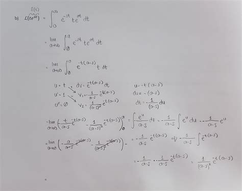 Solved L Teat Ft∫0∞e−stteatdtlima→∞∫0ae−stteatdtlima→∞∫