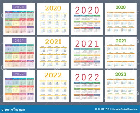 Calendario 2020 2021 2022 A Os Calendario Del Bolsillo Sistema