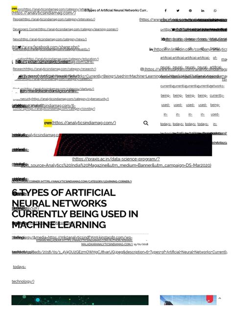 6 Types of Artificial Neural Networks Currently Being Used in ML | PDF ...