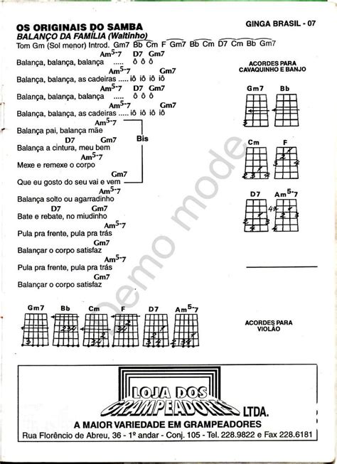 Ginga Brasil Especial Originais Do Samba Sambas Antigos Cifras De