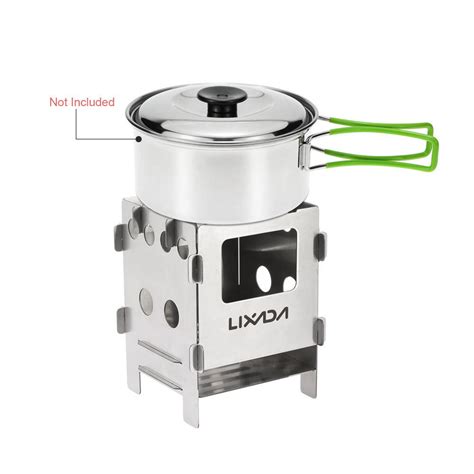 Cheap Lixada Portable Stainless Steel Lightweight Folding Wood Stove