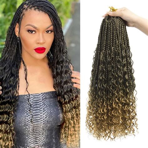 18 Inch Goddess Box Braids Crochet Hair Bohomian Crochet Box Braids Curly Ends 8