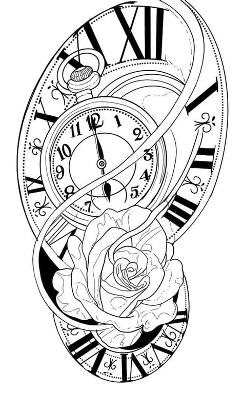 Pin By Rosielson Ramos On Decalquer In 2022 Clock Tattoo Design Watch