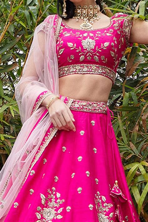 Buy Keerthi Kadire Pink Silk Embroidered Lehenga Set Online Aza Fashions