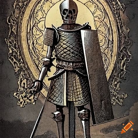 Engraving Of A Skeleton Knight In Medieval Style On Craiyon