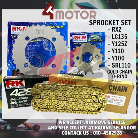 RKM SPROCKET SET WITH CHAIN RK YAMAHA RANTAI GOLD ORING 428 132L YAMAHA