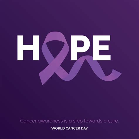 Hope Ribbon Typography Cancer Awareness Is A Step Towards A Cure World Cancer Day 18986238