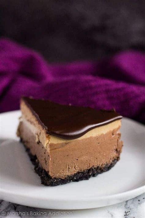 Layered Mocha Cheesecake An Oreo Crust Topped With A Deliciously