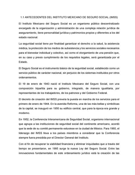 Antecedentes Del Imss Derecho De La Seguridad Social 1 Antecedentes