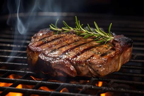 Premium AI Image Sizzling Juicy Beef Steak On The Grill With Flames