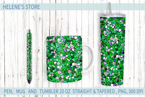 Tumbler Mug And Pen Mosaic Sublimation Graphic By Helenes Store · Creative Fabrica