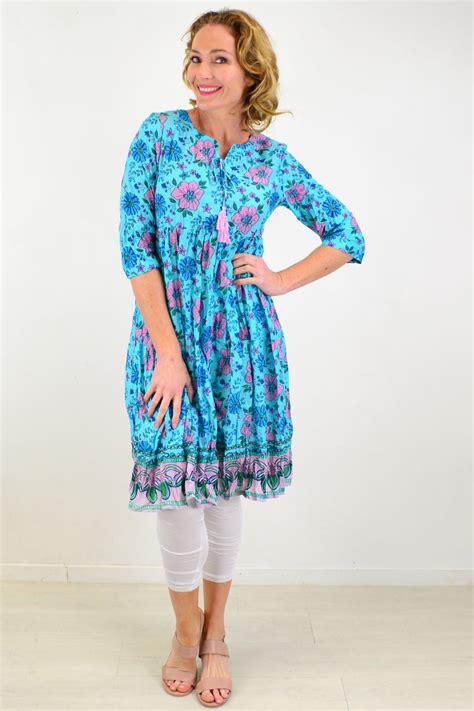 Meadow Flower Tie Neck Tunic Dress I Love Tunics