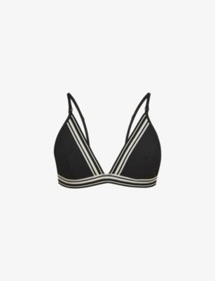 REISS Faith Contrast Stripe Triangle Bikini Top Selfridges