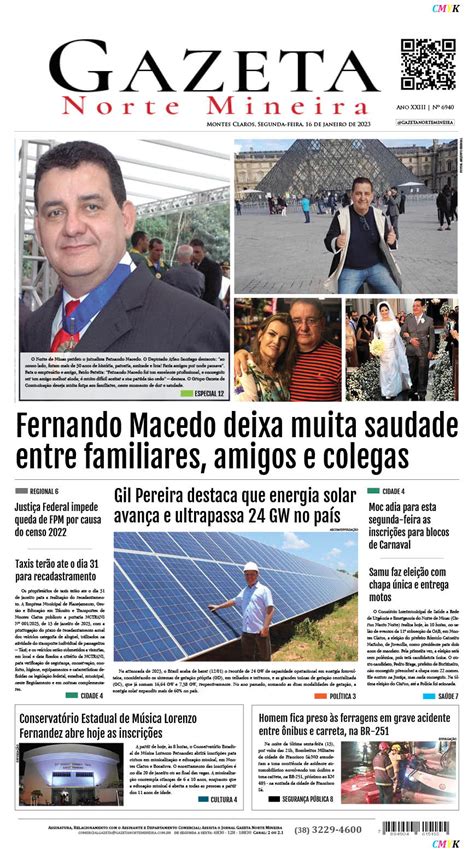 JORNAL IMPRESSO 16 DE JANEIRO DE 2023 EDIÇÃO Rede Gazeta de Comunicação