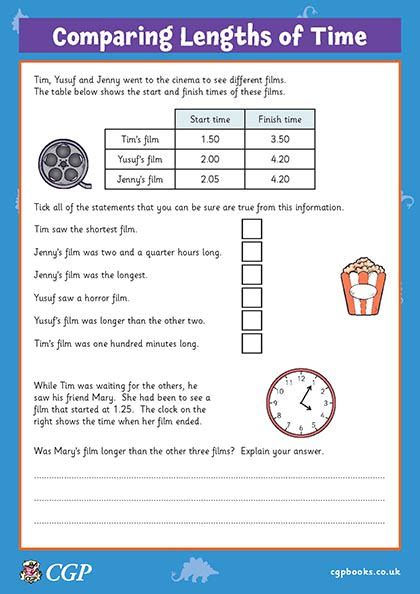 Comparing Lengths Of Time Year 3 CGP Plus Worksheets Library