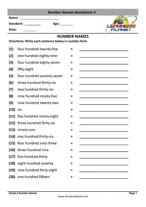 Math Number Names Worksheets Video Lectures Quizzes Educational Games