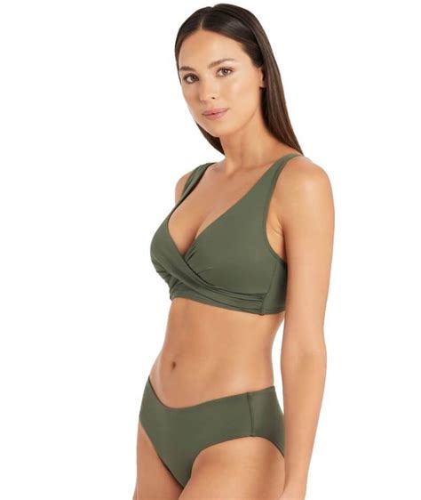 Sea Level Eco Essentials Cross Front B Dd Cup Bikini Top Khaki