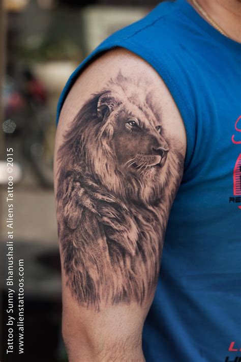 Amazing Lion Tattoo by Sunny Bhanushali at Aliens by Javagreeen on ...