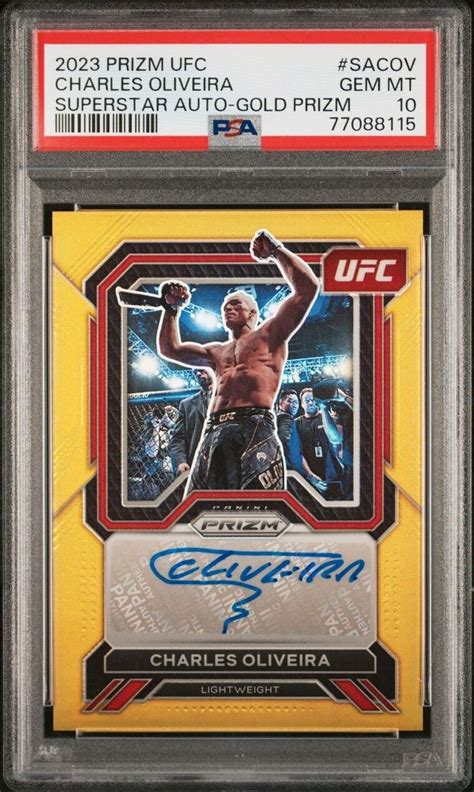 2023 Panini Prizm UFC Charles Oliveira Gold Auto GEM MINT PSA 10 POP 1