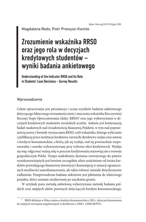 PDF Zrozumienie wskaźnika RRSO oraz jego rola w decyzjach kredytowych