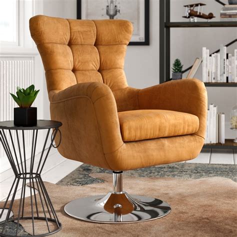 Mercury Row Cantillo Swivel Leather Wingback Chair And Reviews Wayfair