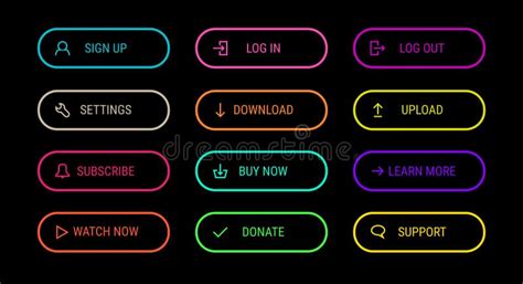 modern outline button set vector illustration stock illustration