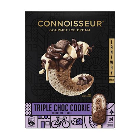 Buy Connoisseur Laneway Sweets Triple Choc Cookie Ice Cream 4 Pack