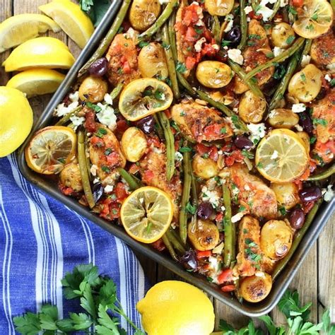 Greek Chicken Sheet Pan Dinner With Green Beans And Feta Recipe Taste And See