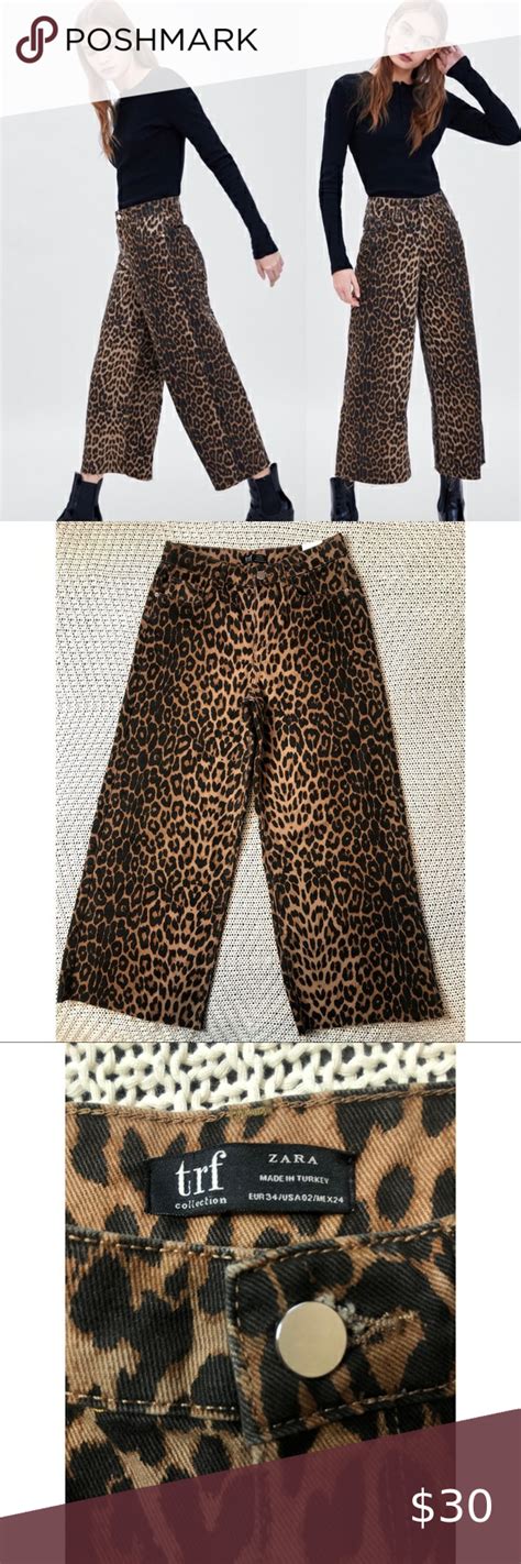 Nwt Zara Trf Leopard Print Midrise Culottes Sz Brand New With Tags