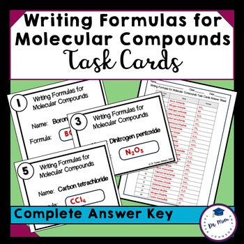 Writing Formulas For Molecular Covalent Compounds Task Cards Tpt