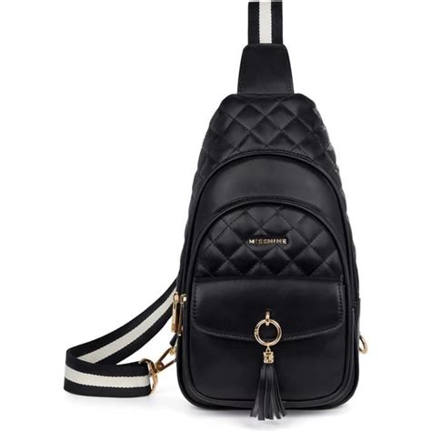 Sac Poitrine Femme Chic En Cuir Pu Souple N Noir Sac