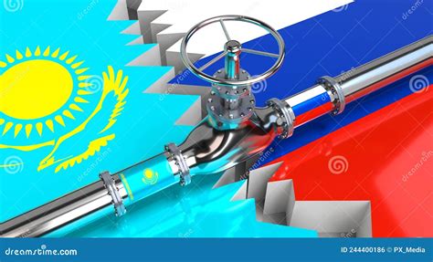 Gas Pipeline Flags Of Azerbaijan And Russia Royalty Free Illustration