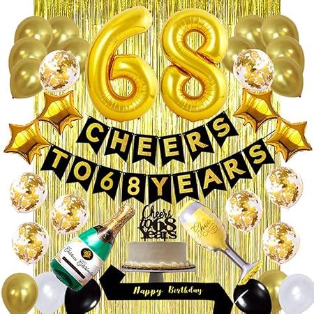 Amazon.com: Gold 68th Birthday Decorations Kit, Cheers to 68 Years ...