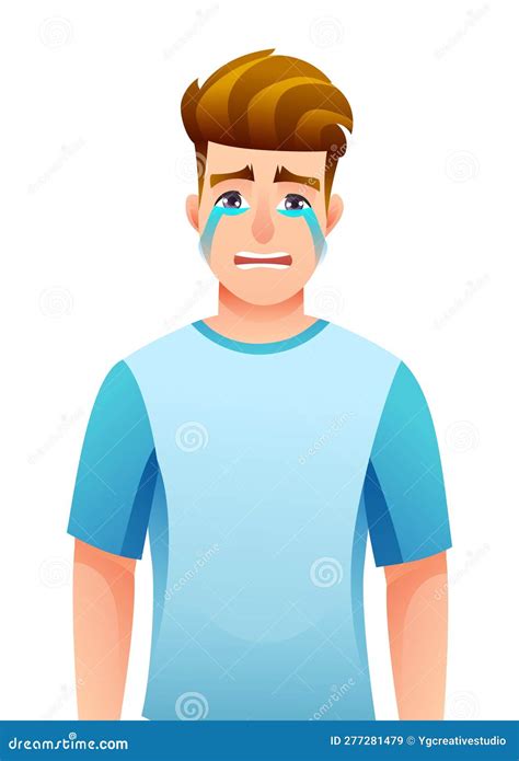 Sad Man Crying Vector Illustration Stock Vector Illustration Of Grief