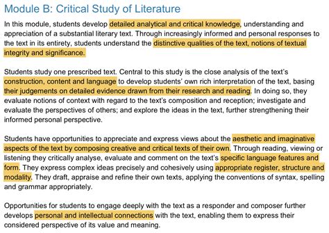 Guide To Hsc Advanced English Mod B Critical Study Of Literature