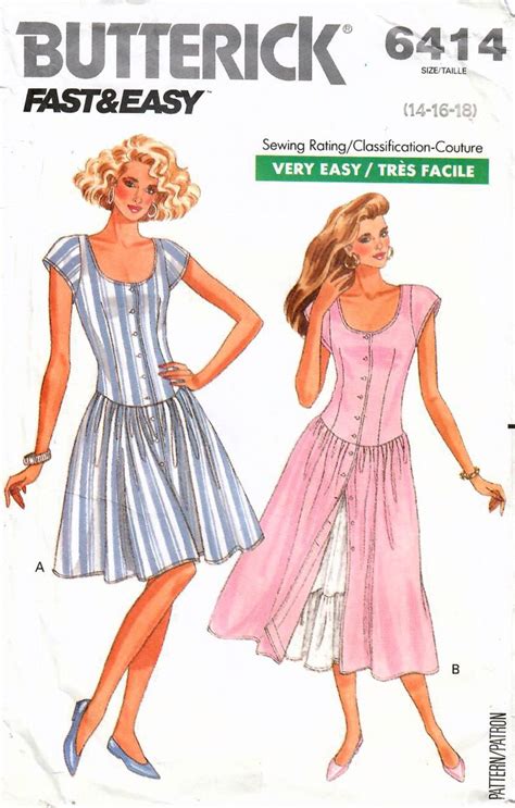 S Butterick Uncut Vintage Sewing Pattern Misses Drop Waist