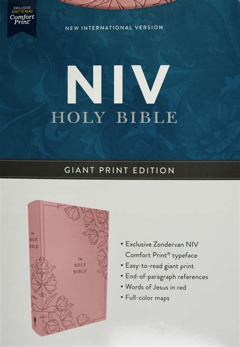 NIV Holy Bible Giant Zondervan Comfort Print Edition, Gold Glid, Pink