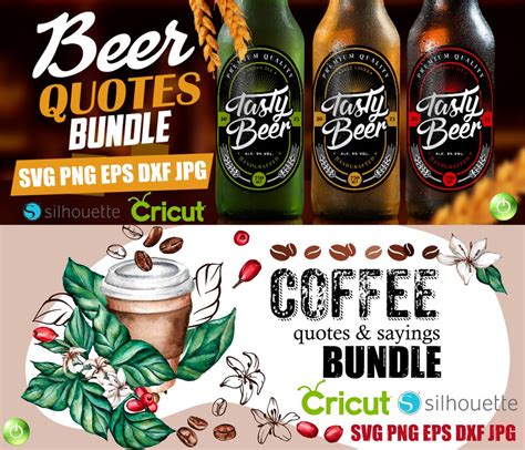 240 Coffee Beer Quotes Svg Bundlecoffee Svg Mugsbeer Glasses Etsy