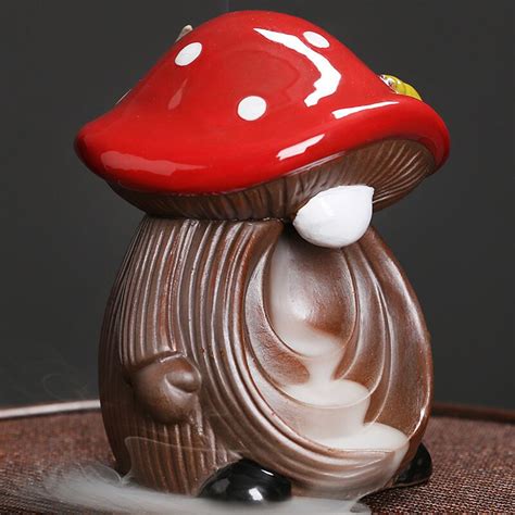 Comptine Ceramic Mushroom Elf King Incense Holder Backflow Etsy