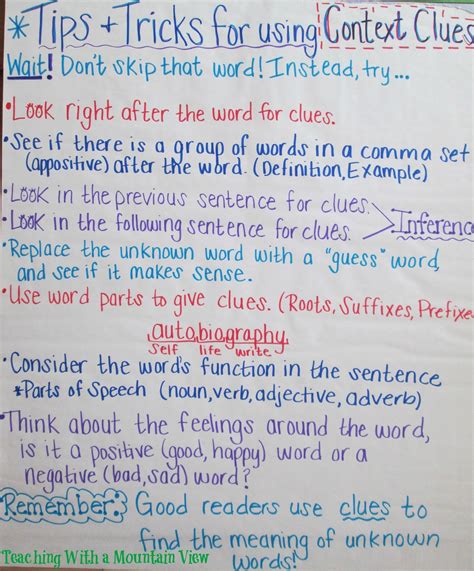 Context Clues Anchor Chart First Grade