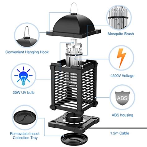 PALONE Destructeur D Insectes Haute Performance 4300 V 20 W UV 2 En 1