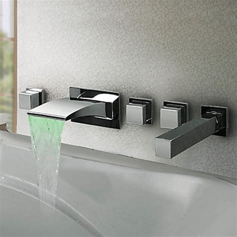 Thermochromic Contemporary Chrome Finish Led Waterfall Bathroom Tub Tap T8043 T8043 £13299