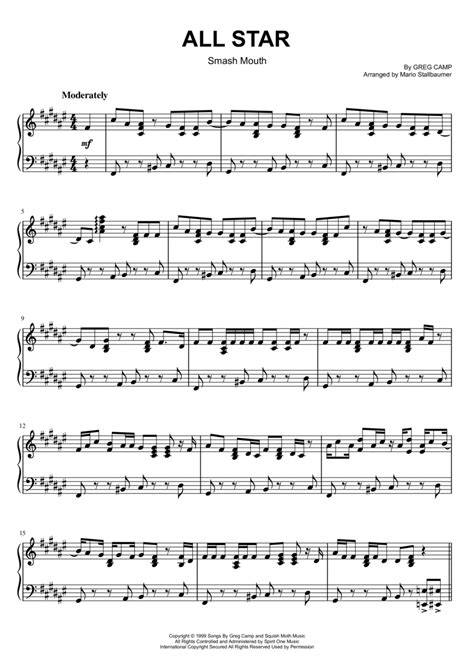 All Star by Smash Mouth - Piano Solo - Digital Sheet Music | Sheet Music Plus