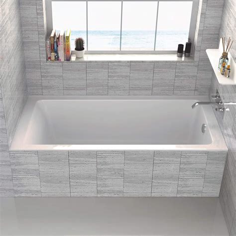 Fine Fixtures Tile In White Soaking Bathtub Built In Tile Flange Fiberglass Acrylic Material