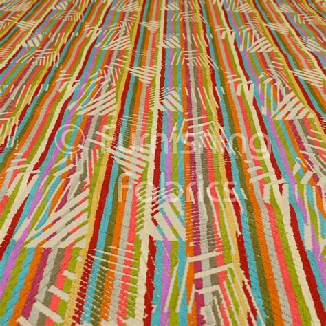 Bright Multicolours Geometric Abstract Pattern Woven Velvet Upholstery