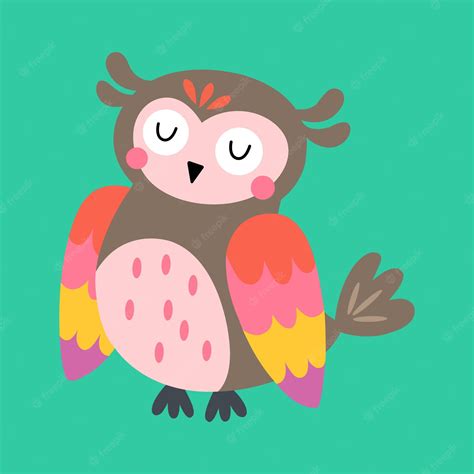 Pink And Green Owl Cartoon