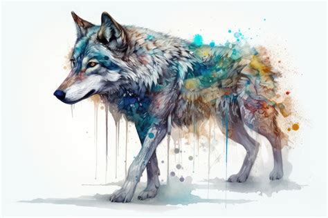 Premium Photo | Realistic drawing wolf